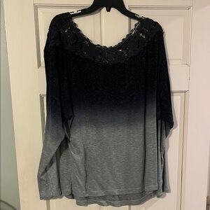 Elegant Blue and Gray Ombré Women's Top
